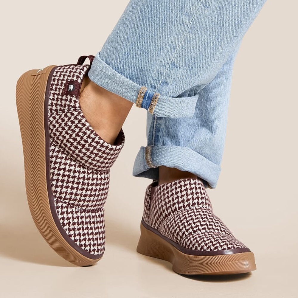 NWOT Sorel Out N About IV Mini Puffy Houndstooth Boot in Redwood Sz 8 - Picture 10 of 12